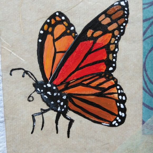 Monarch Butterfly Painting on Japanese Paper - Picture 2 of 2